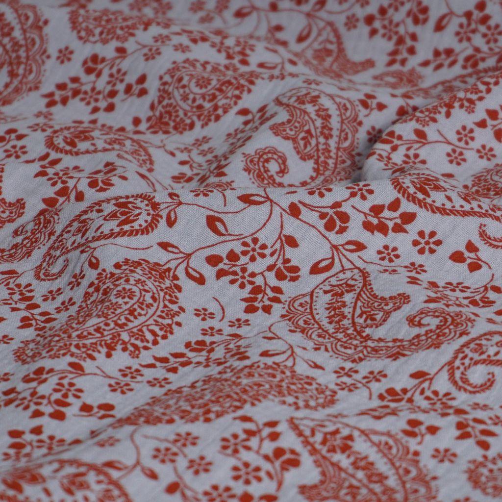 Musselin Double Gauze Paisley rostrot
